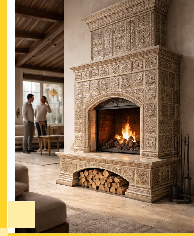 Купить изразцовый камин в Сызрани от 253250 р. | ЭриданСзр