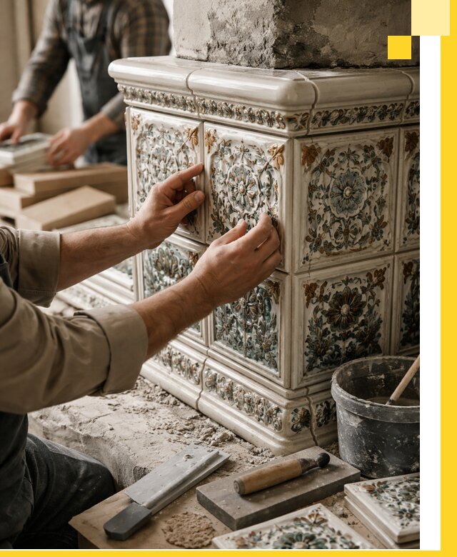 Изразцовые камины под ключ в Сызрани: проект и монтаж