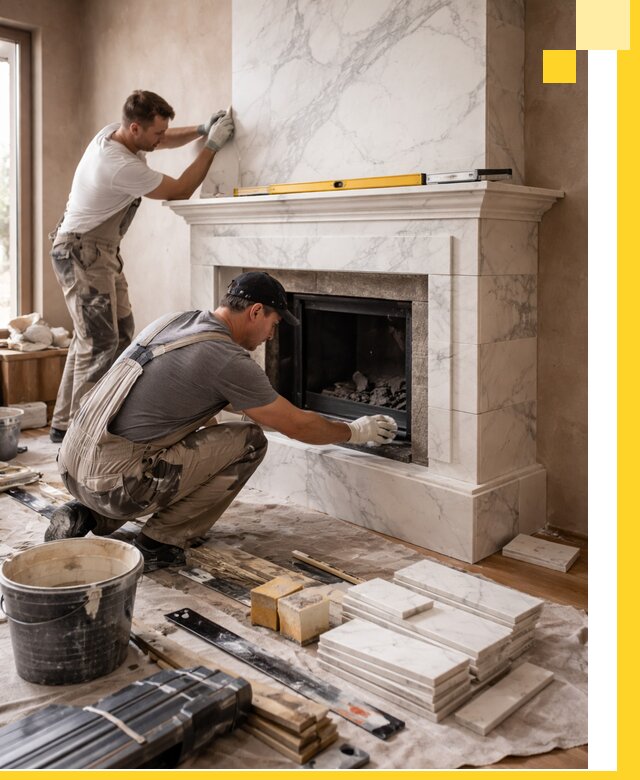 Отделка каминов в Сызрани качественные облицовочные работы