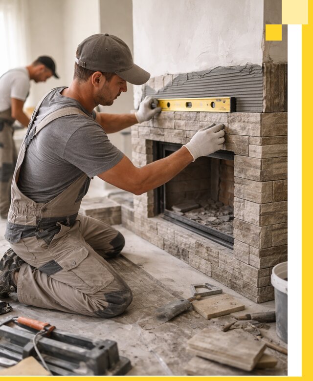 Облицовка каминов в Сызрани, монтаж и отделка натуральным камнем