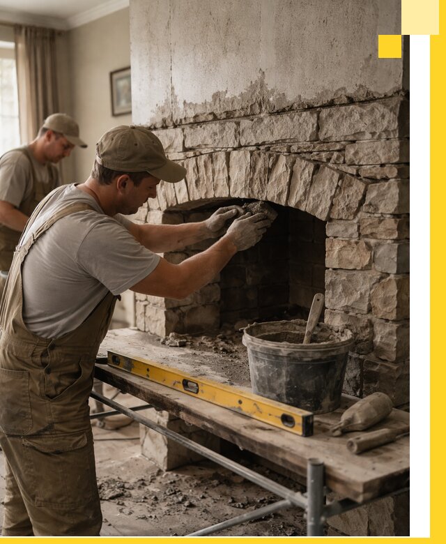 Изготовление каминов под ключ в Сызрани, монтаж и отделка