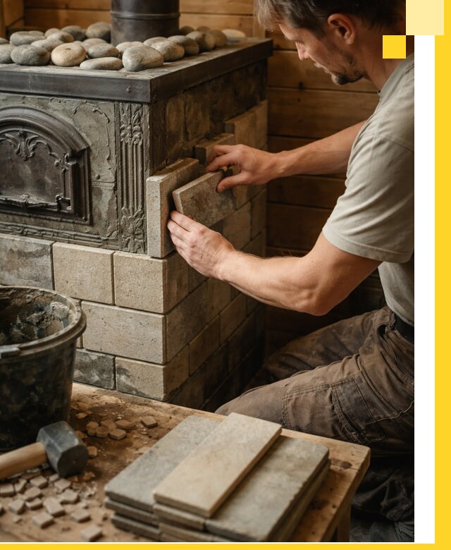 Облицовка банных печей в Сызрани профессиональная отделка