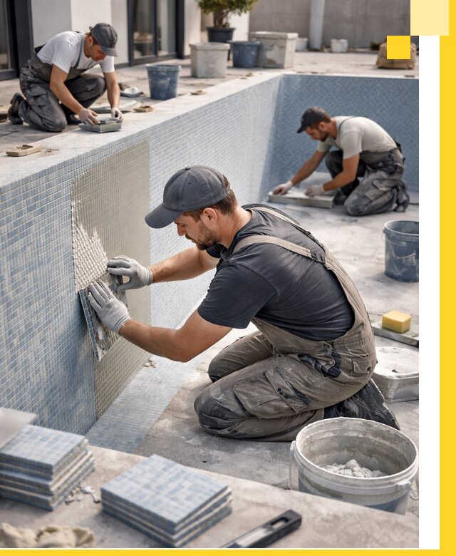 Облицовка бассейнов в Сызрани плитка мозаика гидроизоляция