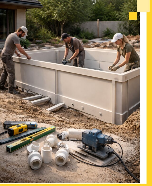 Установка полипропиленовых бассейнов под ключ в Сызрани