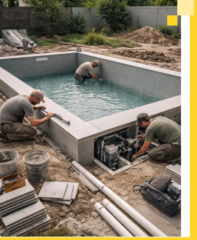 Строительство и монтаж бассейнов для дачи под ключ в Сызрани