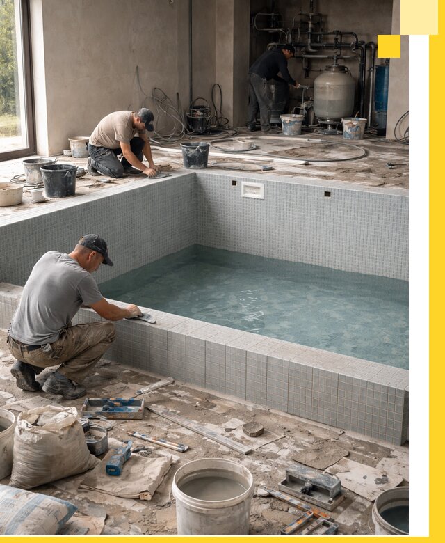 Строительство и монтаж бассейнов в помещении в Сызрани