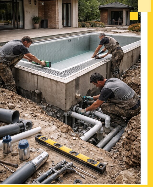 Строительство переливных бассейнов в Сызрани под ключ