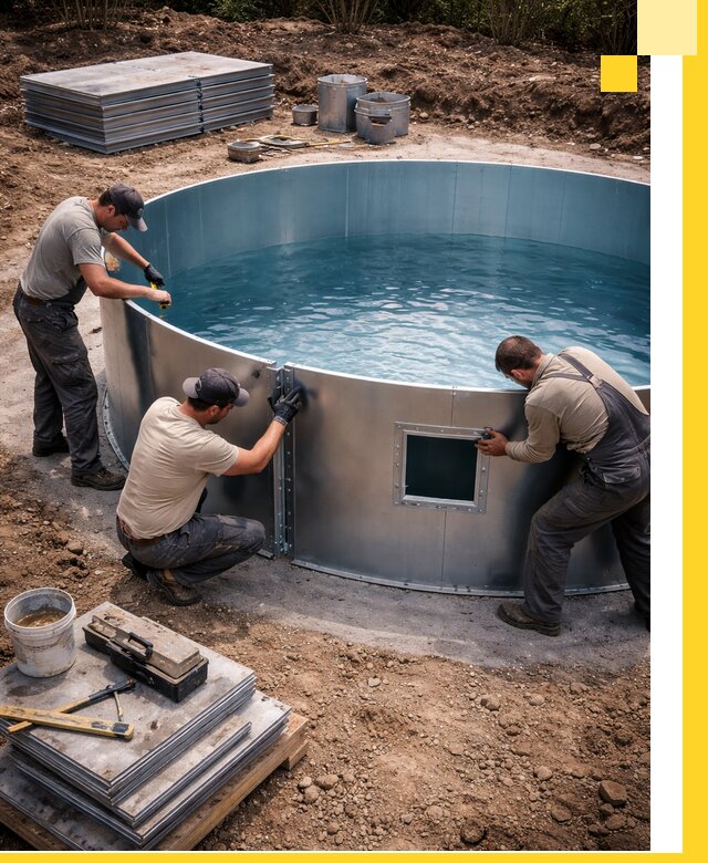 Круглые бассейны под ключ в Сызрани проектирование и монтаж