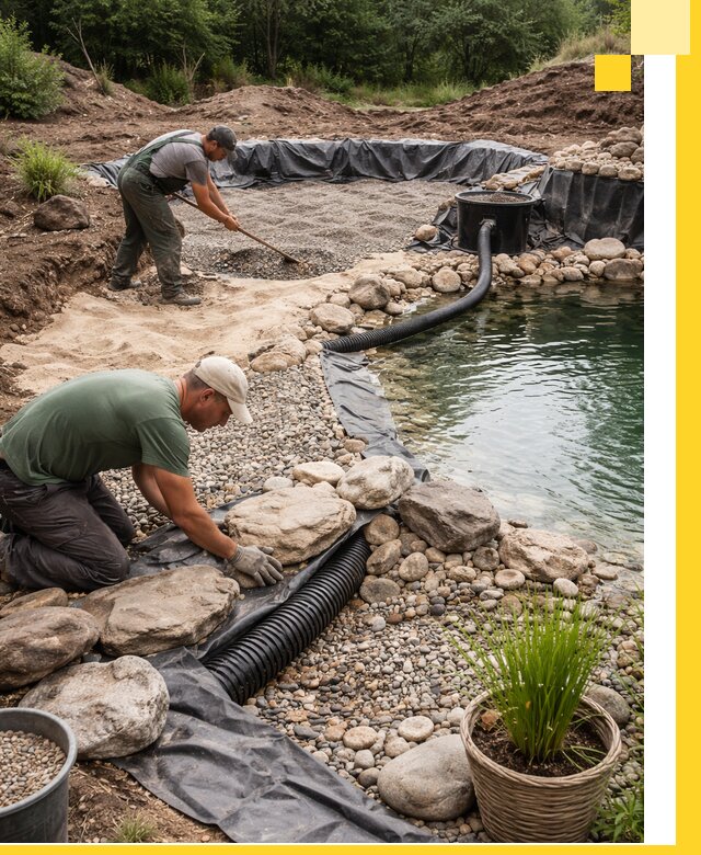Строительство природных бассейнов и озер в Сызрани под ключ