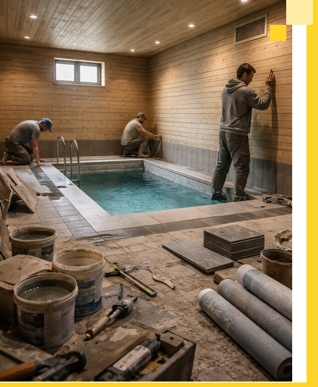 Строительство бани с бассейном и сауной под ключ в Сызрани