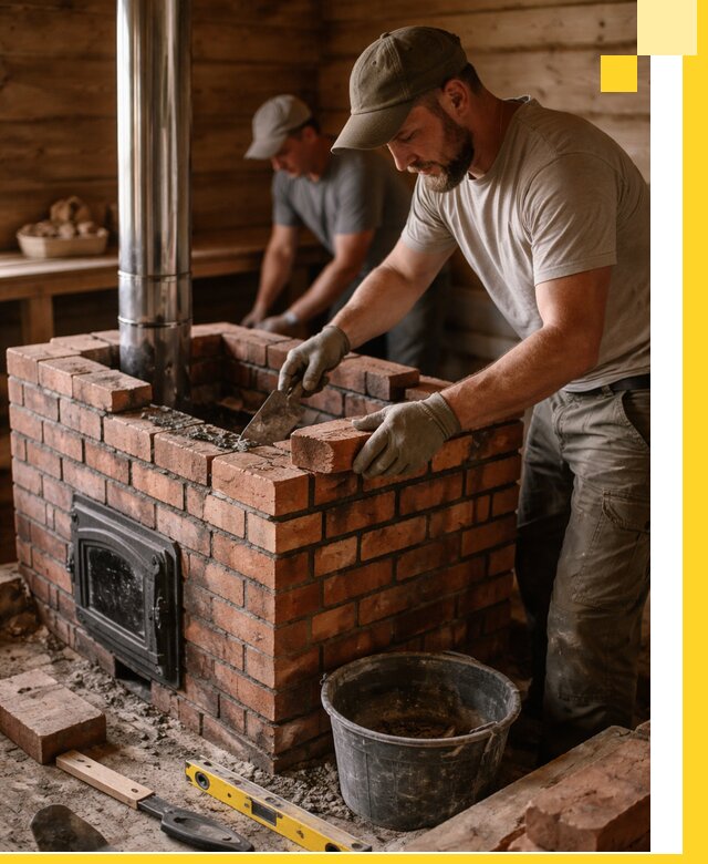 Кирпичные печи для бани под ключ в Сызрани, проект и монтаж