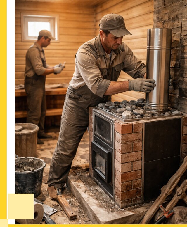 Монтаж печи в бане под ключ в Сызрани от 20260 р. | ЭриданСзр