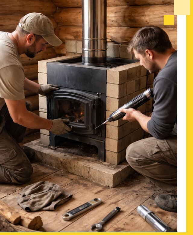 Монтаж и установка печи в бане под ключ с гарантией в Сызрани