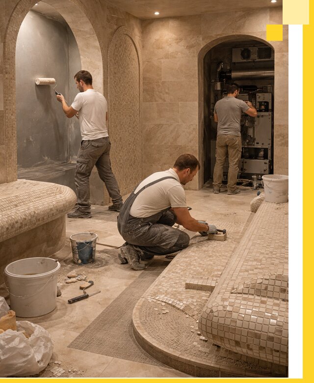 Строительство бани с хамамом и бассейном под ключ в Сызрани