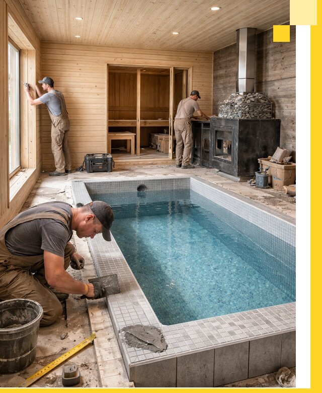 Проект бани с бассейном и сауной в Сызрани под ключ