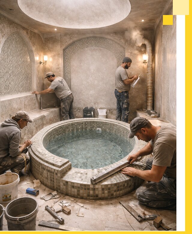 Профессиональное строительство хамама с бассейном в Сызрани под ключ