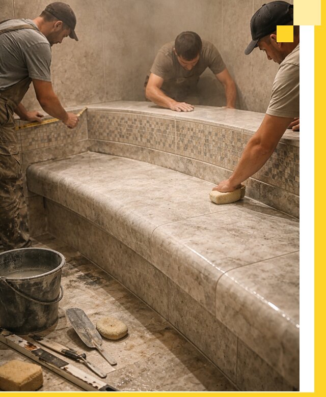 Изготовление и установка сидений для хамама в Сызрани