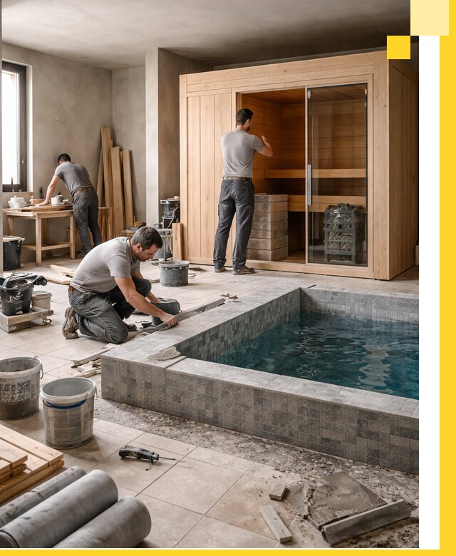 SPA зоны под ключ с бассейном сауной и печью в Сызрани